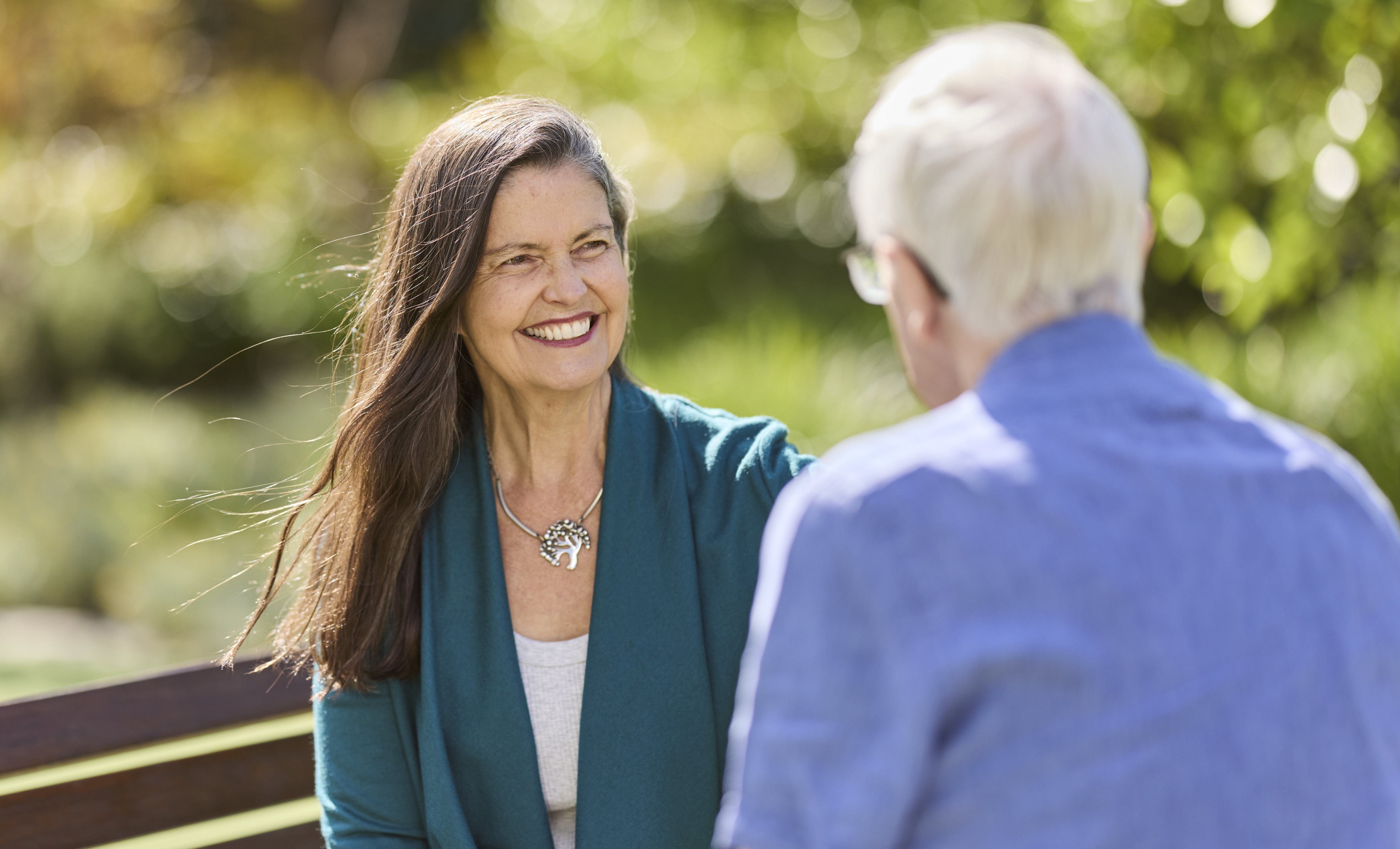 Aged care worker Suzi Gibson with a resident (1.1mb)