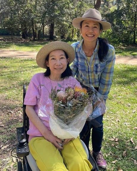 Chizuru Sammut with Mayu Kataoka in Lane Cove National Park (tighter)