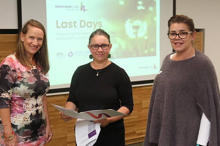 Presenter Rachael Zielinksi (centre) with participants Corinne Bozsoky (left) and Melanie Gould at a Last Days pilot