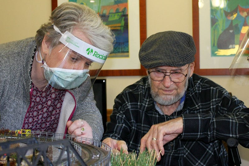 Estia Nabour with dementia resident Allan Lanham