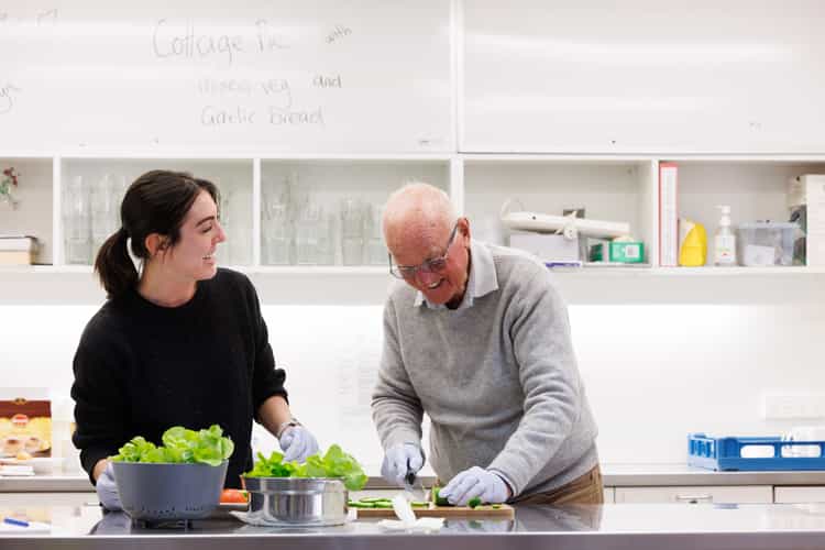 Preparing a meal at HammondCare's Social Club