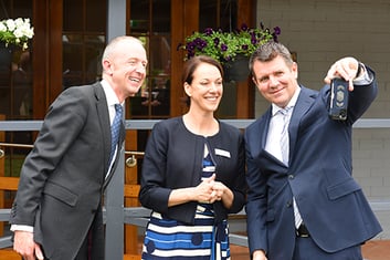 Bay Warburton, Dr Sophie Scamps and Mike Baird at the opening of Bugari Cottage