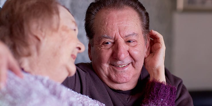 Faye in the arms of her husband Harry