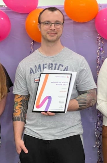 Jarryd Paez with his Mission in Action award