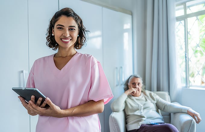 Image of a healthcare worker referring a patient using Dementia Support Australia's Health Cloud. 